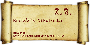 Kresák Nikoletta névjegykártya