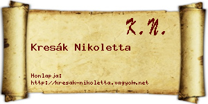 Kresák Nikoletta névjegykártya